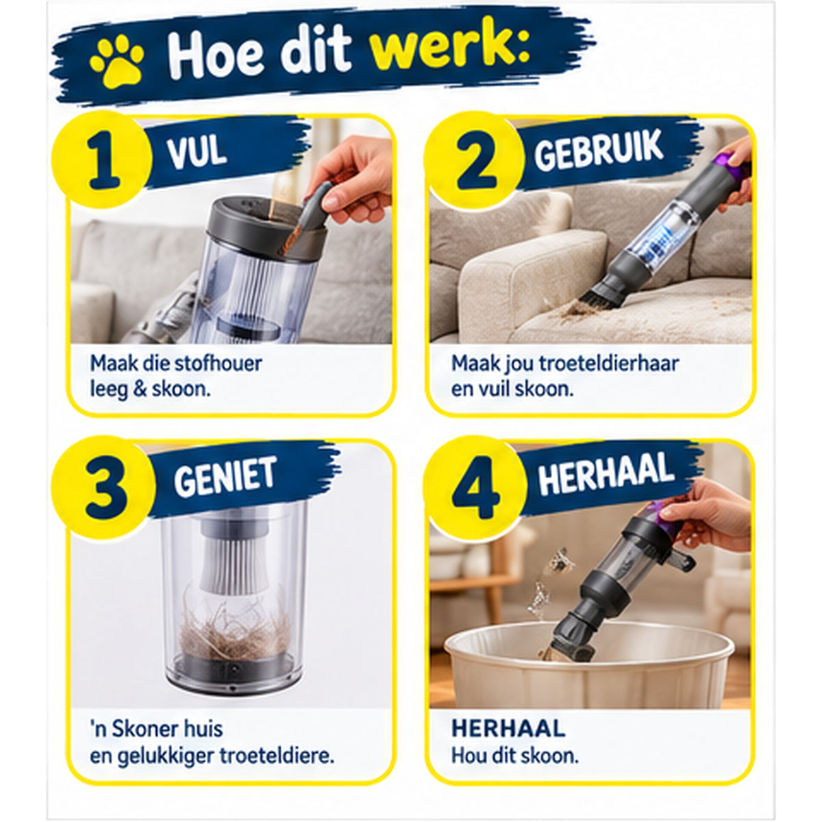 Haarvreter™ 2-in-1 Troeteldier Versorging & Haarversameling