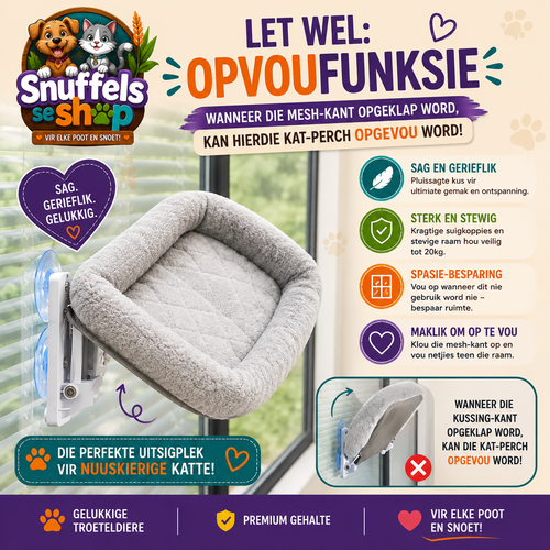 Venster Katbed | Opvoubare Kat-Lounge | Snuffels se Shop