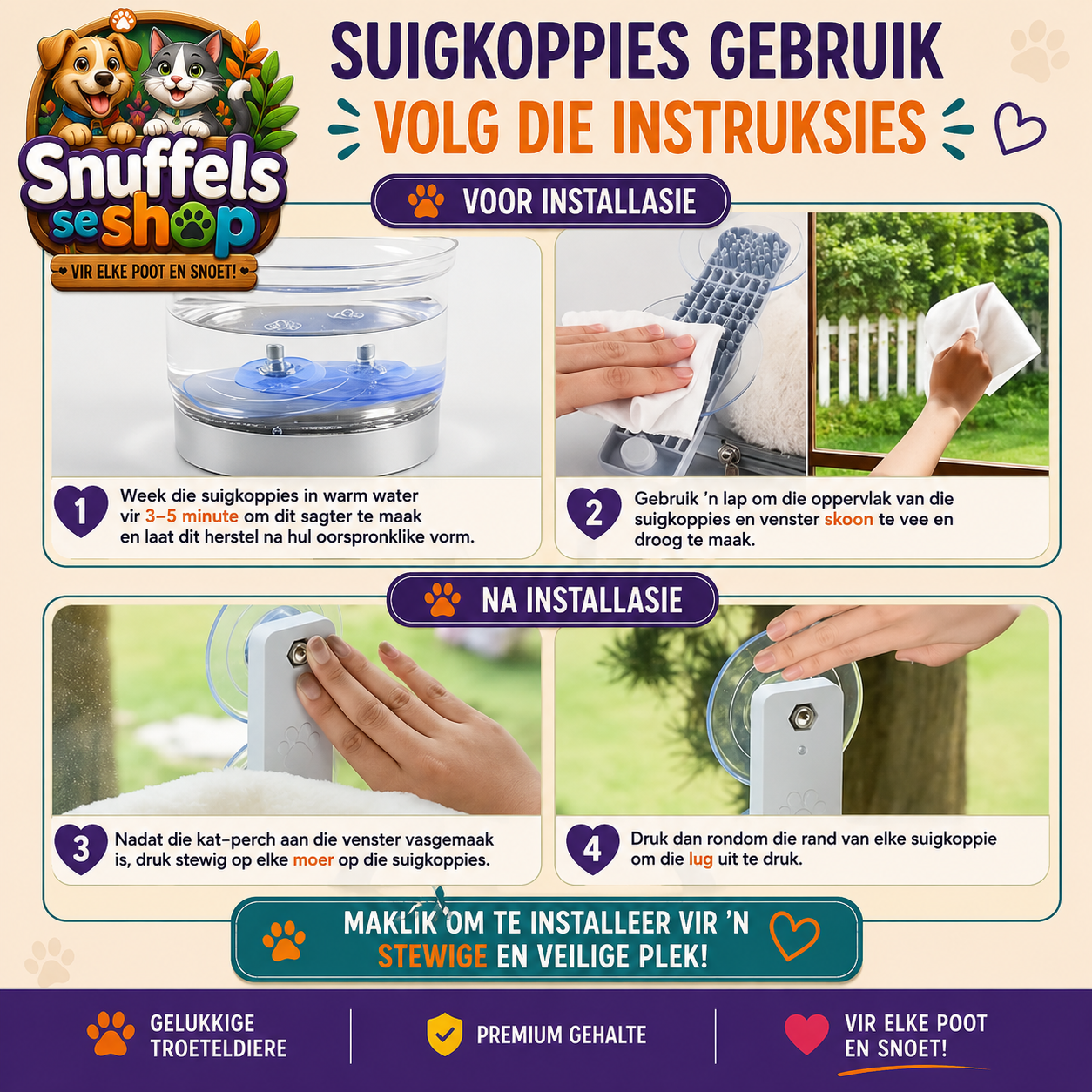 Venster Katbed | Opvoubare Kat-Lounge | Snuffels se Shop